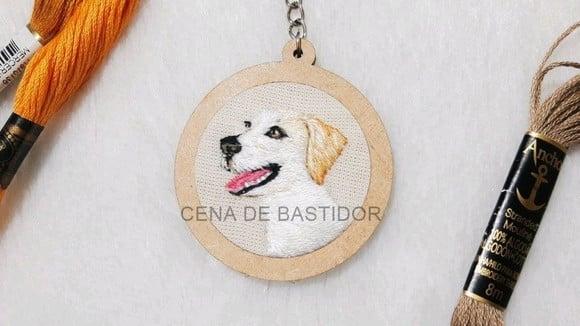 Retrato Bordado Pet - Chaveiro Bordado