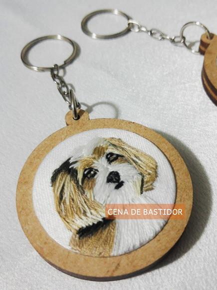 Retrato Bordado Pet - Chaveiro Bordado