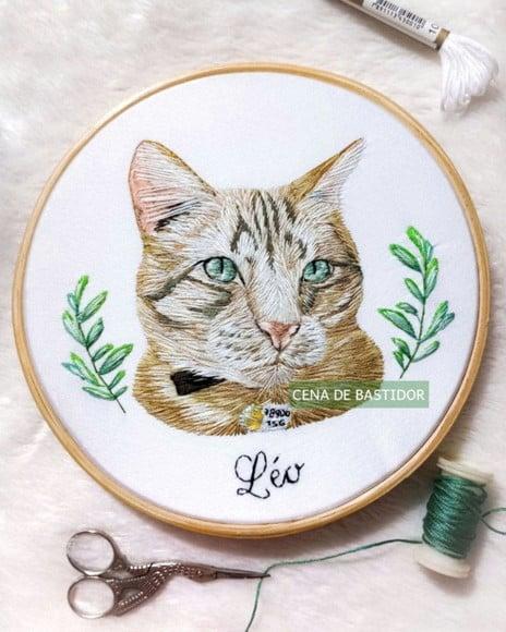 Retrato Bordado Pet (3 Unidades) Bordado Animais de Estimaçã