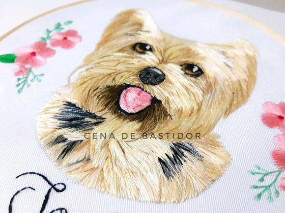 Retrato Bordado Pet 20 cm - Bordado Yorkshire