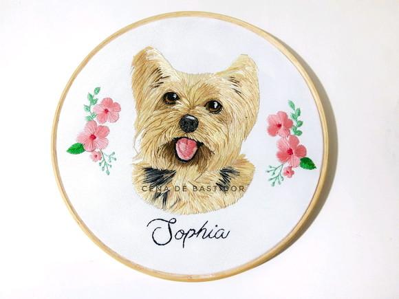 Retrato Bordado Pet 20 cm - Bordado Yorkshire