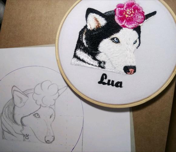 Retrato Pets - Bordado Animais de Estimação 20 cm
