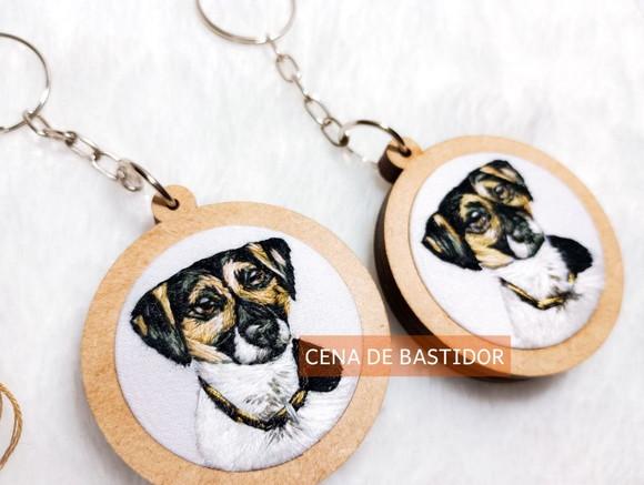 Retratos Bordados 2 Pets - Chaveiro Bordado