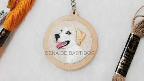 Retrato Bordado 2 Pets - Bordado Animais de Estimação - 20cm