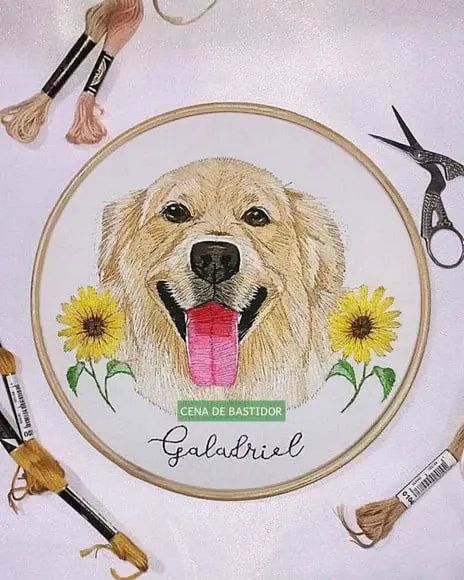 Retrato Bordado Pet - 16 cm - Bordado Animais de Estimação