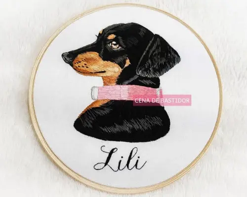 Retrato Bordado Pet - 20 cm - Bordado Animais de Estimação