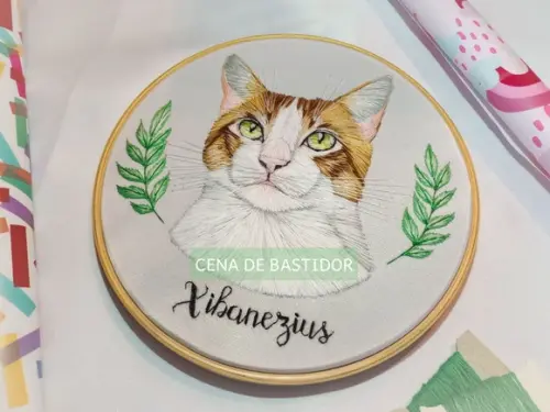 Retrato Bordado Pet - 20 cm - Bordado Animais de Estimação