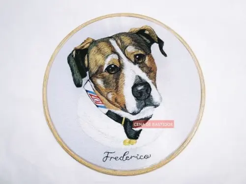 Retrato Bordado Pet - 20 cm - Bordado Animais de Estimação