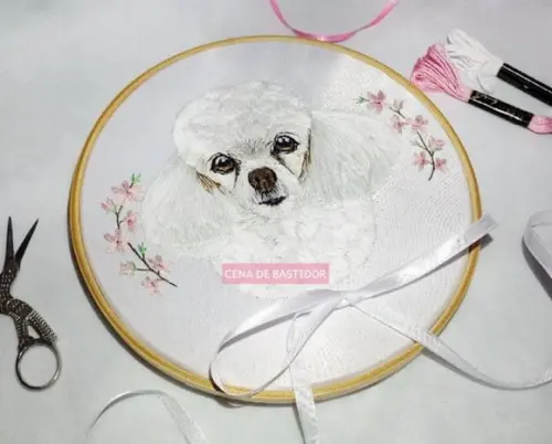 Retrato Bordado Pet - 20 cm - Bordado Animais de Estimação