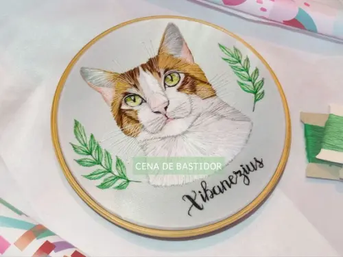 Retrato Bordado Pet - 20 cm - Bordado Animais de Estimação