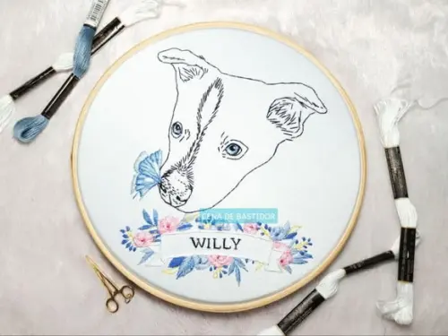 Retrato Bordado Pet - 20 cm - Bordado Animais de Estimação