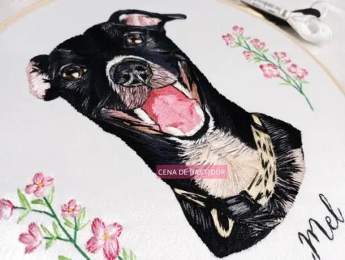 Retrato Bordado Pet - 20 cm - Bordado Animais de Estimação