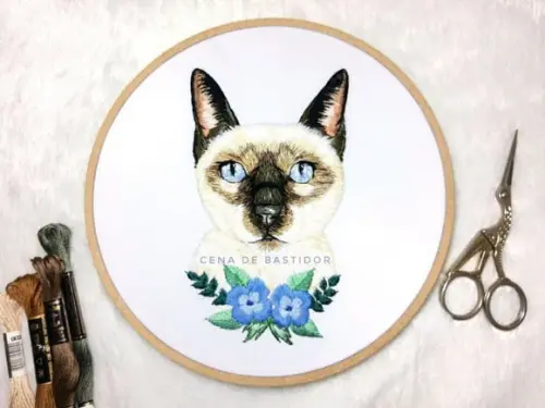 Retrato Bordado Pet - 20 cm - Bordado Animais de Estimação