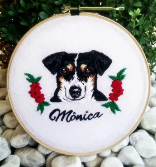 Retrato Bordado Pet - 20 cm - Bordado Animais de Estimação