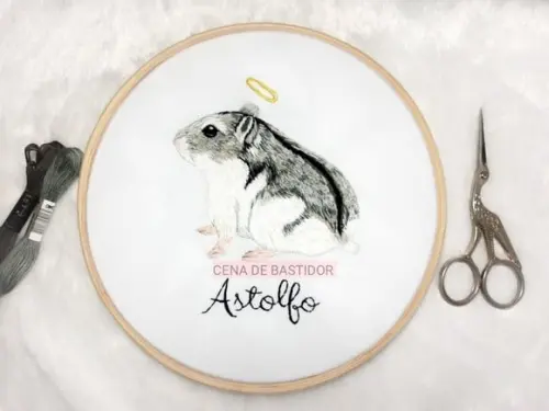Retrato Bordado Pet - 20 cm - Bordado Animais de Estimação