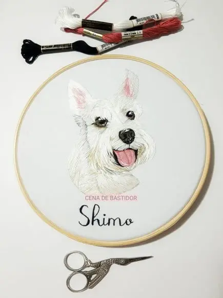 Retrato Bordado Pet - 20 cm - Bordado Animais de Estimação