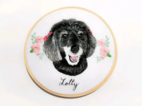 Retrato Bordado Pet - 20 cm - Bordado Animais de Estimação
