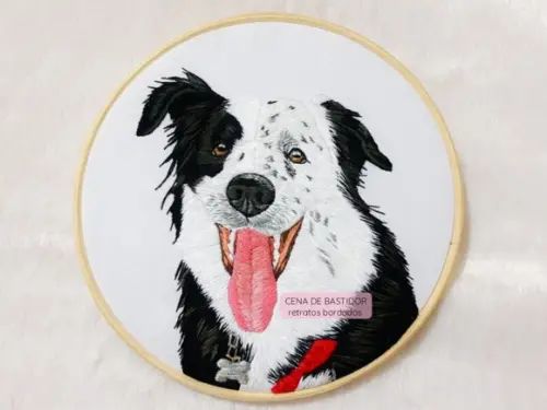 Retrato Bordado Pet - 20 cm - Bordado Animais de Estimação