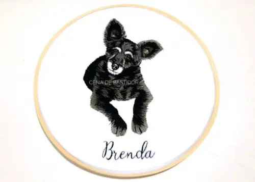 Retrato Bordado Pet - 20 cm - Bordado Animais de Estimação