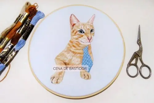 Retrato Bordado Pet - 20 cm - Bordado Animais de Estimação
