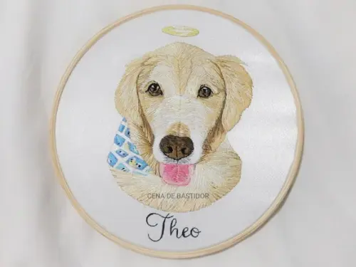 Retrato Bordado Pet - 20 cm - Bordado Animais de Estimação