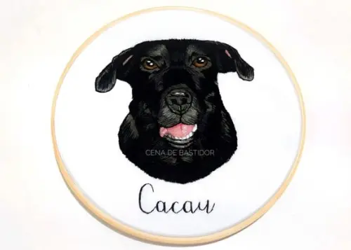 Retrato Bordado Pet - 20 cm - Bordado Animais de Estimação