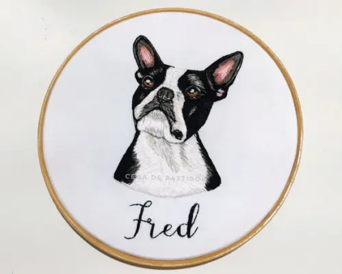 Retrato Bordado Pet - 20 cm - Bordado Animais de Estimação