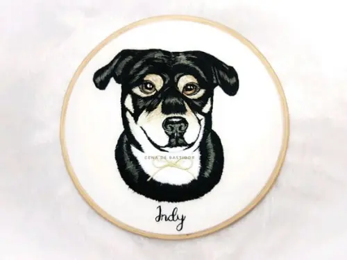 Retrato Bordado Pet - 20 cm - Bordado Animais de Estimação