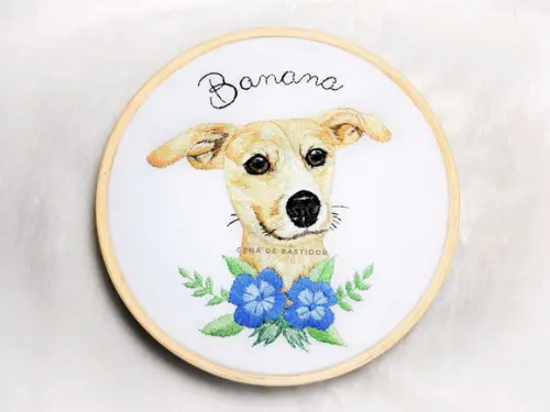 Retrato Bordado Pet - 20 cm - Bordado Animais de Estimação