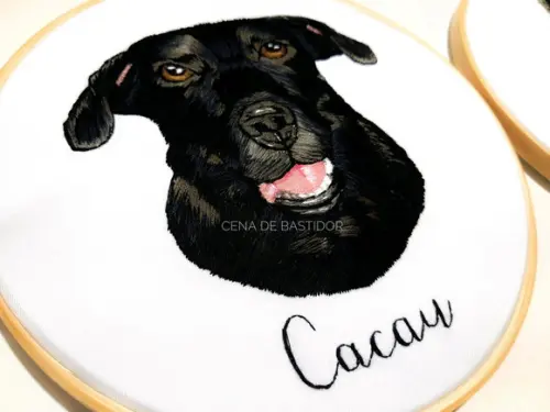Retrato Bordado Pet - 20 cm - Bordado Animais de Estimação