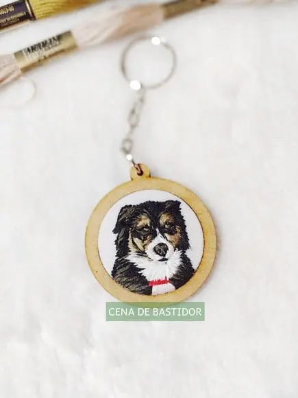 Retrato Bordado Pet - Chaveiro Bordado