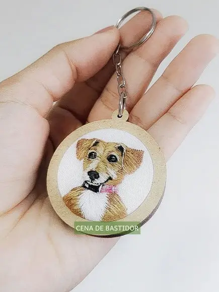Retrato Bordado Pet - Chaveiro Bordado