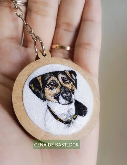 Retrato Bordado Pet - Chaveiro Bordado