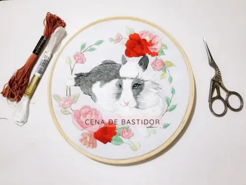 Retrato Pet - Bordado Animais - Pintura