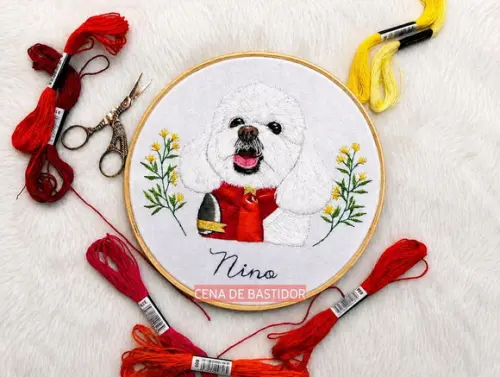 Retrato Pets - Bordado Animais de estimação 20cm
