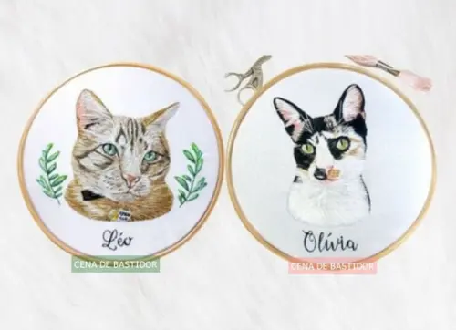 Retratos Bordados de 2 Pets
