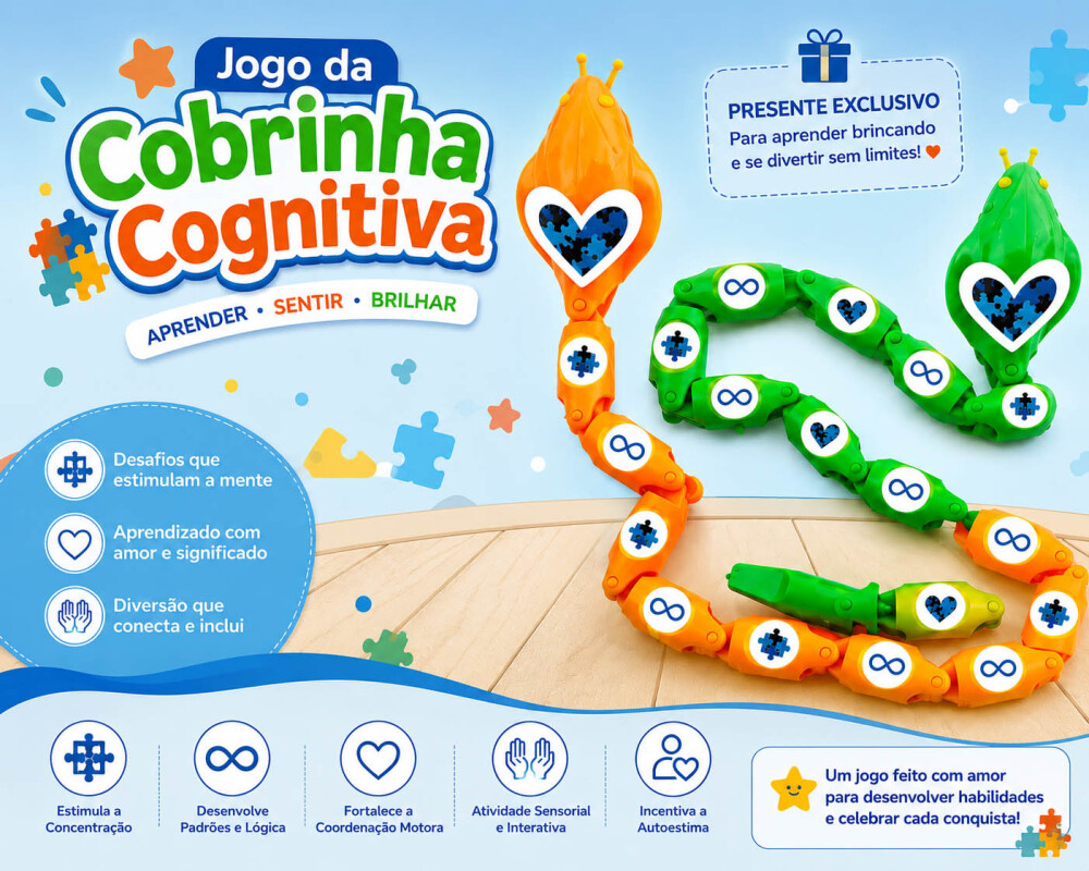 Jogo da Cobrinha Cognitiva Brinquedo Sensorial Educativo para Des