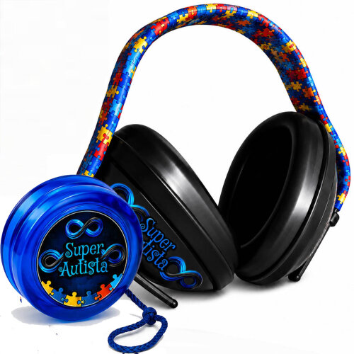 Abafador 14 db Antirruído arco color quebra-cabeça + Iô Iô Super Autista cognitivo