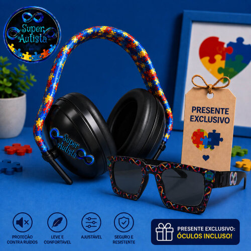 Kit Abafador de ruidos 14 db sensibilidade com óculos escuro inf