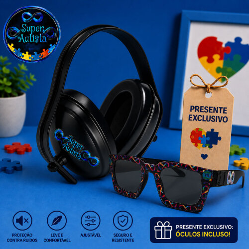 Combo Abafador  ruidos 14 db TEA acompanha óculos de sol infanti