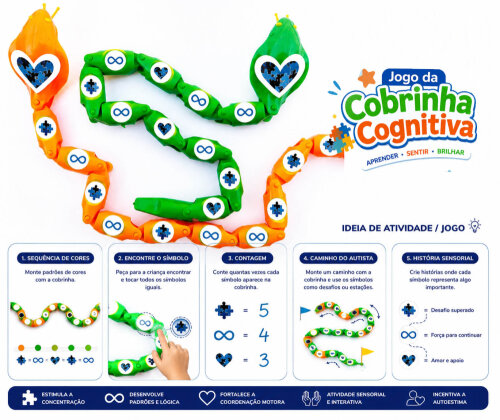 Jogo da Cobrinha Cognitiva Brinquedo Sensorial Educativo para Des