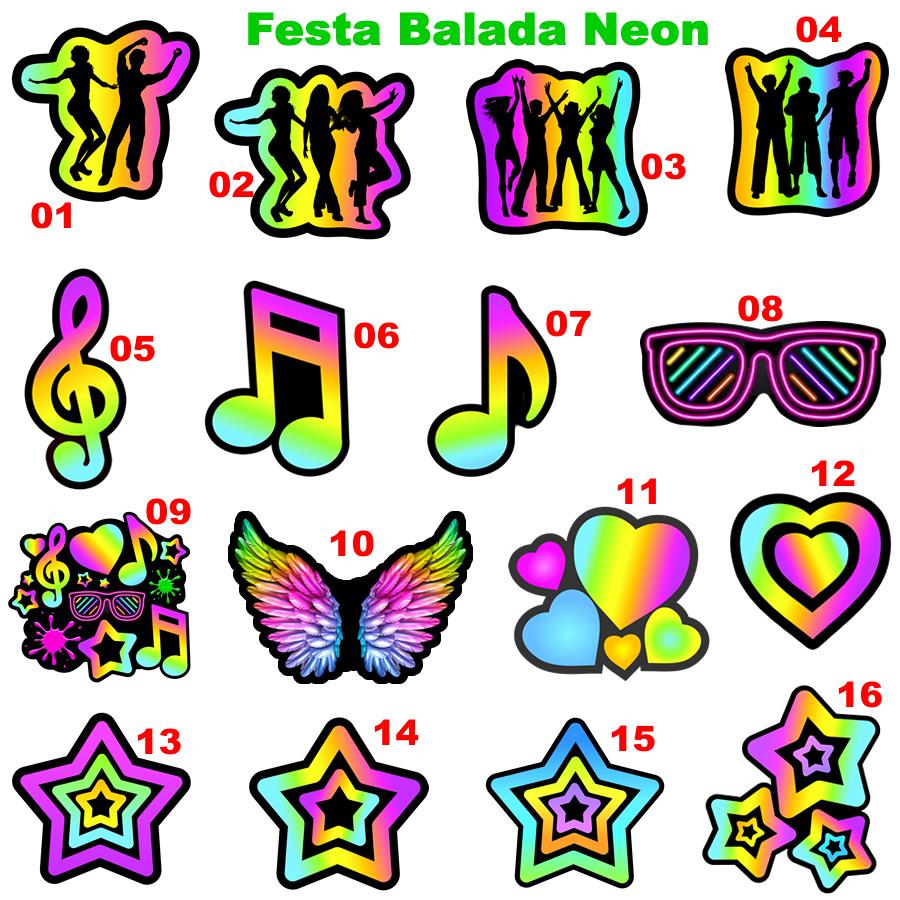 Festa Balada Neon - Lembrancinha Centro de Mesa com Nome