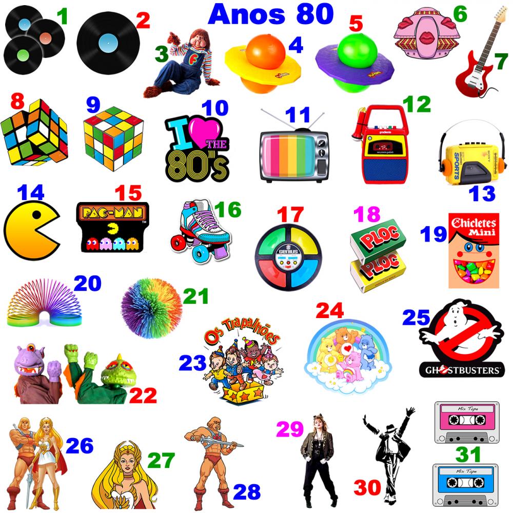 Festa Anos 80 - Lembrancinha Centro de Mesa com Nome Aniversário