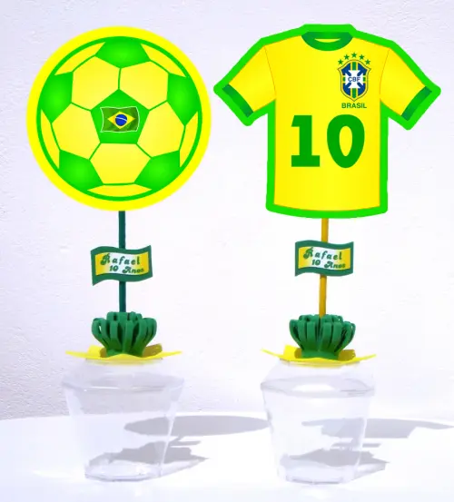 Festa Copa do Mundo Futebol - Lembrancinha Centro de Mesa com Nome