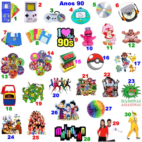 Festa Anos 90 - Lembrancinha Centro de Mesa com Nome Aniversário