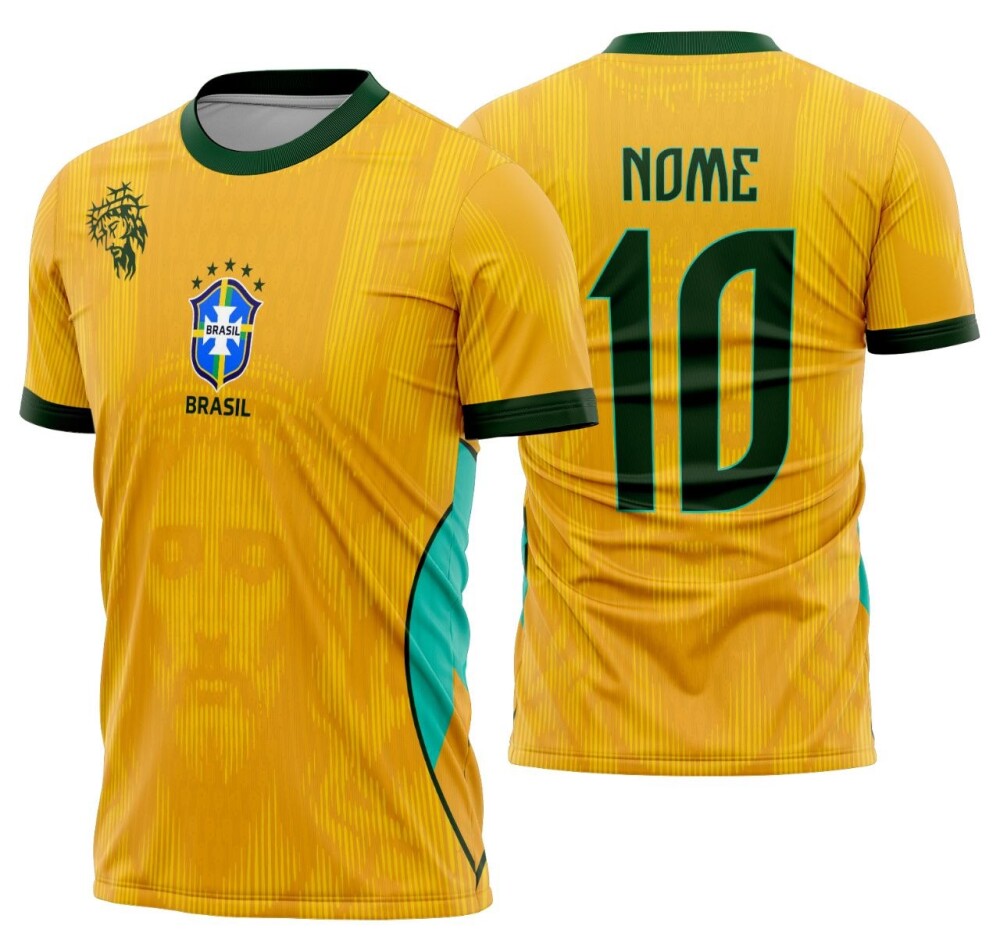 Arte Camisa Brasil Conceito Jesus Cristo Amarela 2026