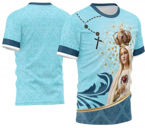 Arte estampa camisa Virgen de Fátima
