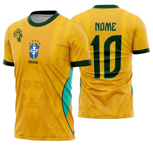 Arte Camisa Brasil Conceito Jesus Cristo Amarela 2026