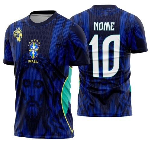 Arte Camisa Brasil Conceito Jesus Cristo Azul 2026
