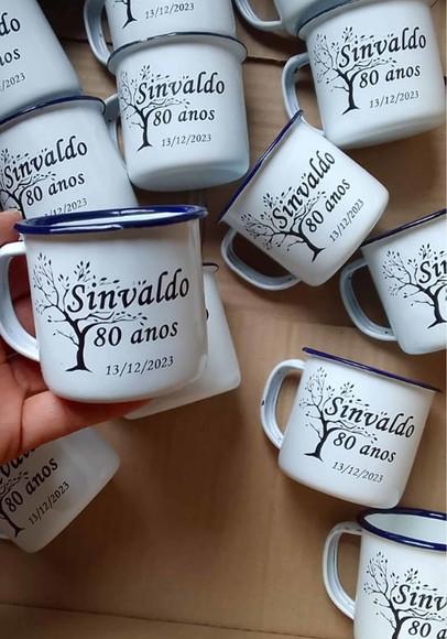 Canecas Esmaltadas Embaladas Personalizadas 80 Anos